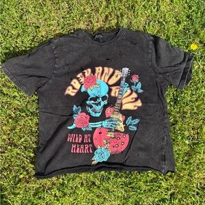 Zara Black Rock and Roll Skull T-Shirt